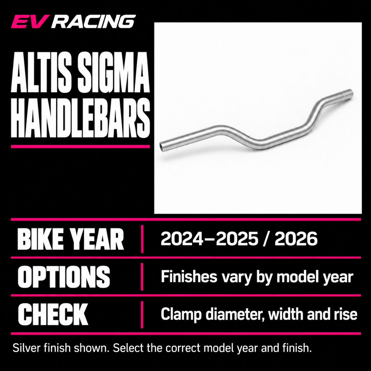 Altis Sigma Handlebars — Model-Year Options — product specifications, options and fitment checks