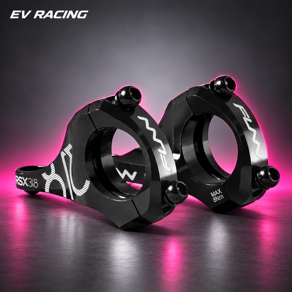 Funn RSX Direct-Mount Handlebar Stem on a gray studio background with pink accents
