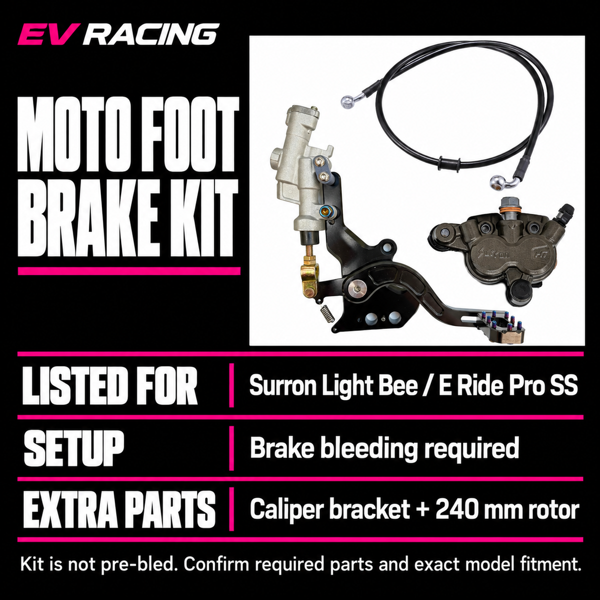 Moto Foot Brake Kit for Surron Light Bee / E Ride Pro SS — product details, options and fitment information