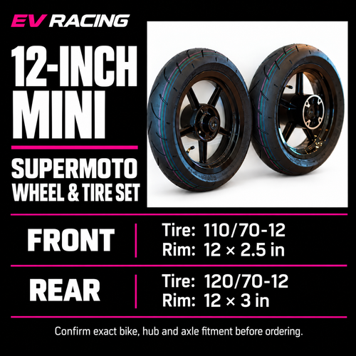 12-Inch Mini E-Moto Supermoto Wheel & Tire Set — size and product options