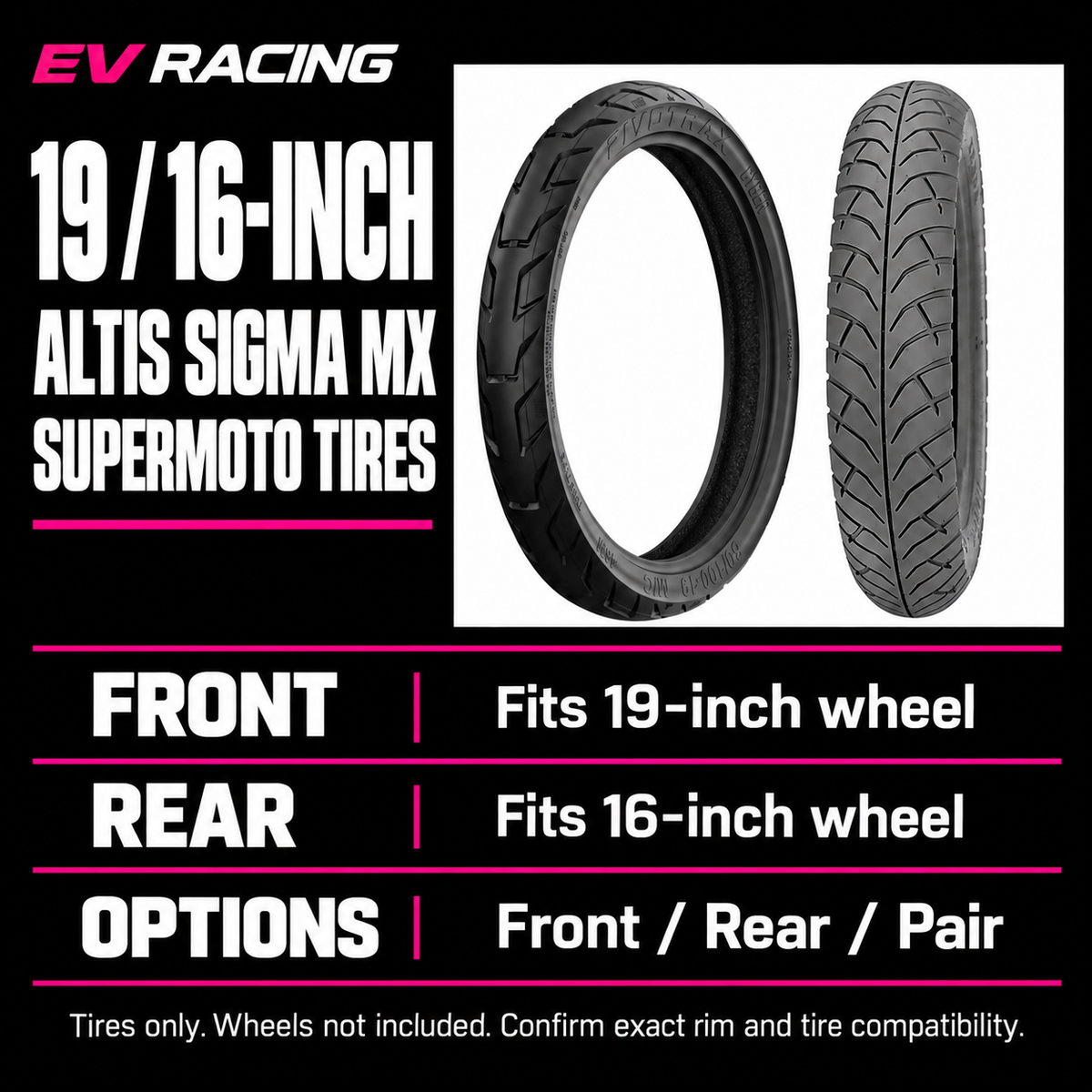 Altis Sigma MX Supermoto Tires — 19-Inch Front / 16-Inch Rear — size and product options