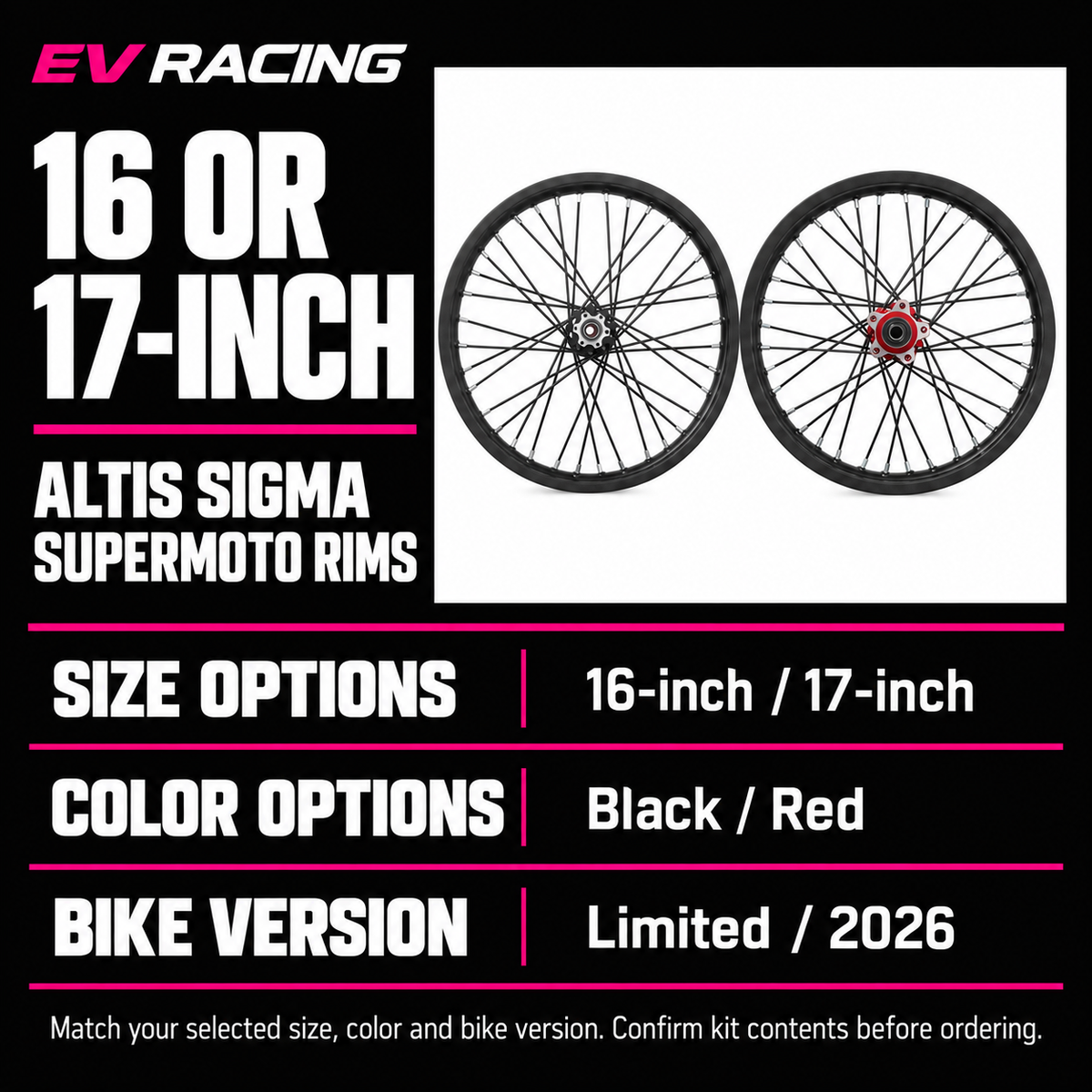 Altis Sigma Supermoto Rim Set — 16-Inch or 17-Inch — size and product options