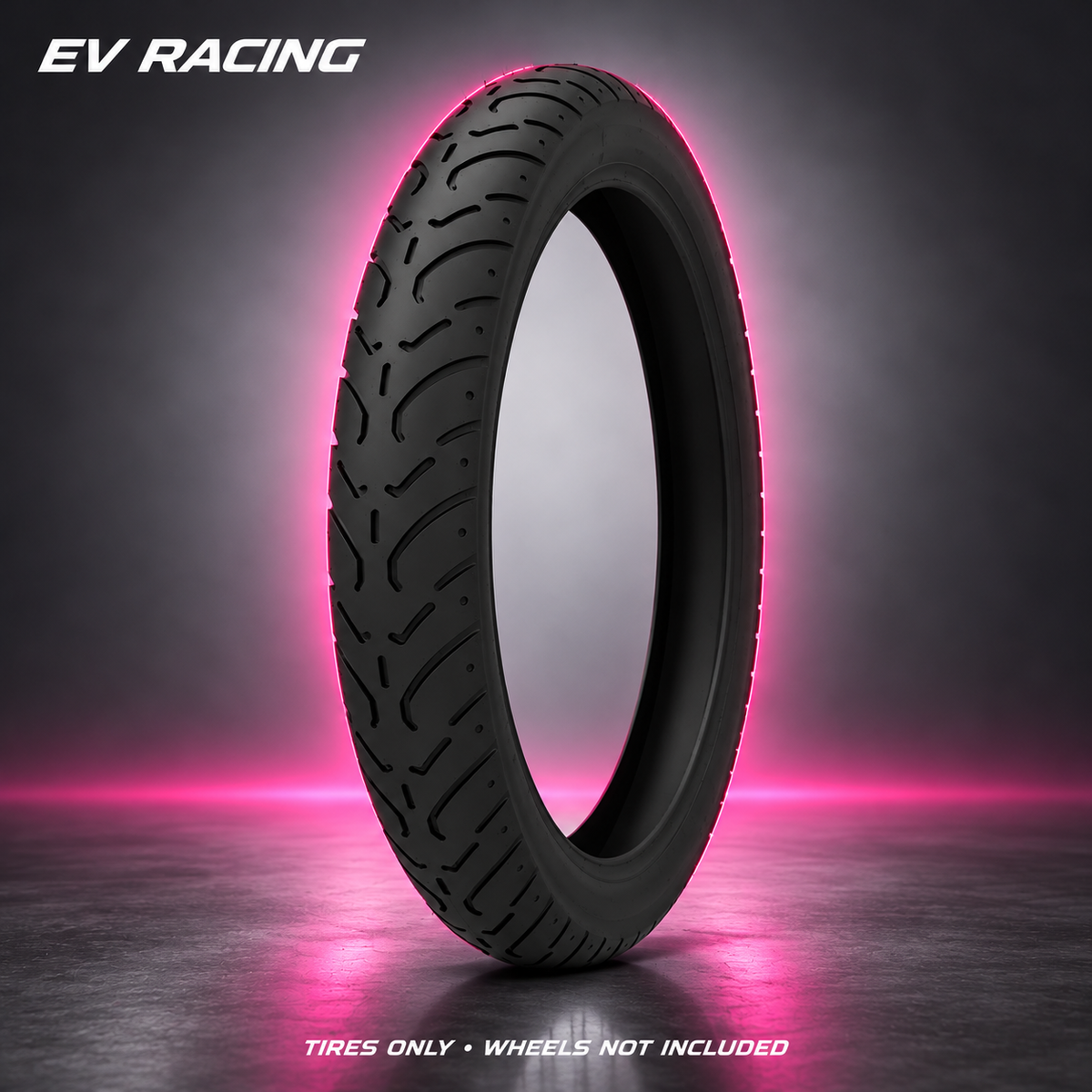Altis Sigma 19-Inch Supermoto Tires — Front, Rear or Pair on a gray studio background with pink accents