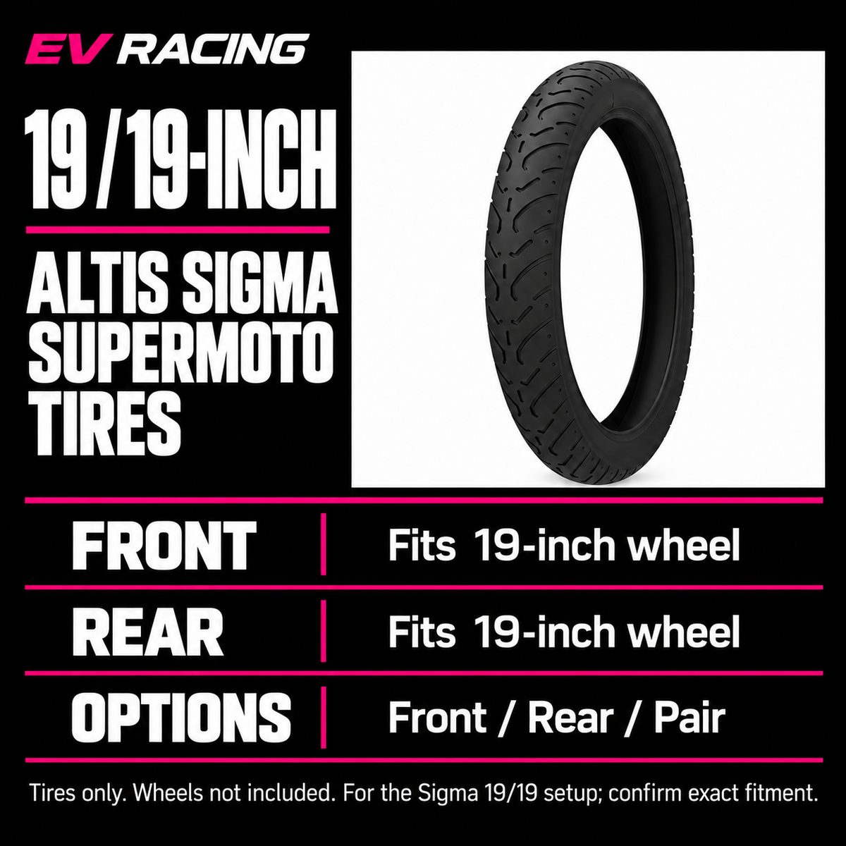 Altis Sigma 19-Inch Supermoto Tires — Front, Rear or Pair — size and product options