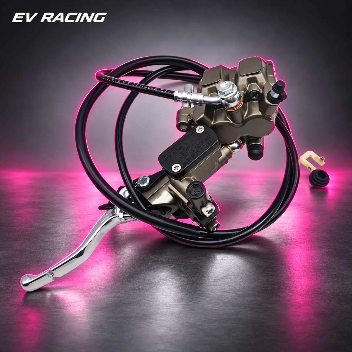 Ultra Bee Rear Brake Kit for Tuttio / Yozma IN10 on a gray background with pink accents