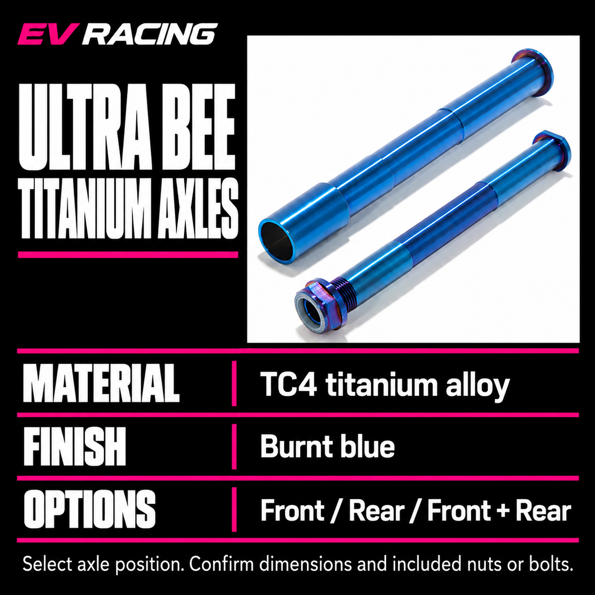 TC4 Titanium Wheel Axles for Surron Ultra Bee — product details, options and fitment information