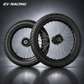 Black Yozma IN10 supermoto wheel set with 17-inch front and 14-inch rear wheels
