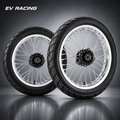 Chrome Yozma and Strike Shadow supermoto wheel and tire set with 17-inch front and 14-inch rear wheels